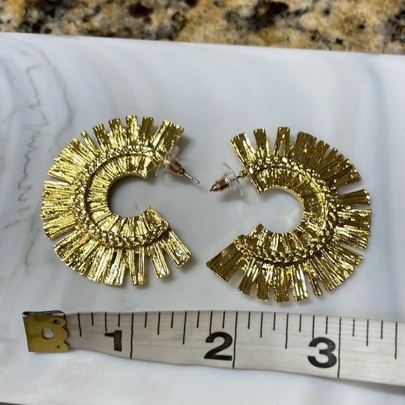 Zara Gold Flat Hoop Earrings - Picture 14 of 15